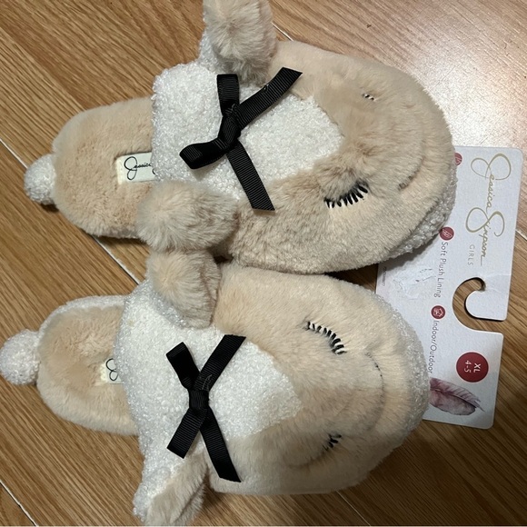 Jessica Simpson Girl's Cute and Cozy Plush Slip on Slippers with Memory Foam - Picture 7 of 8